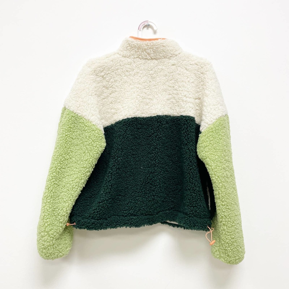 Wild Fable NWT Women's Green Colorblock Half-Zip Teddy Bear Hoodie Jacket - Picture 6 of 6